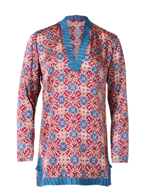 Product image - Lisa Corti - Eli Red and Blue Multi Print Satin Top