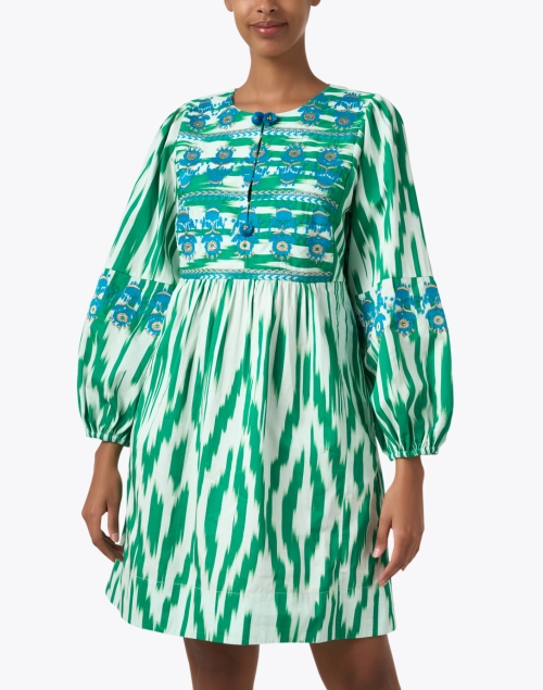 Front image - Figue - Lucie Green Ikat Print Dress