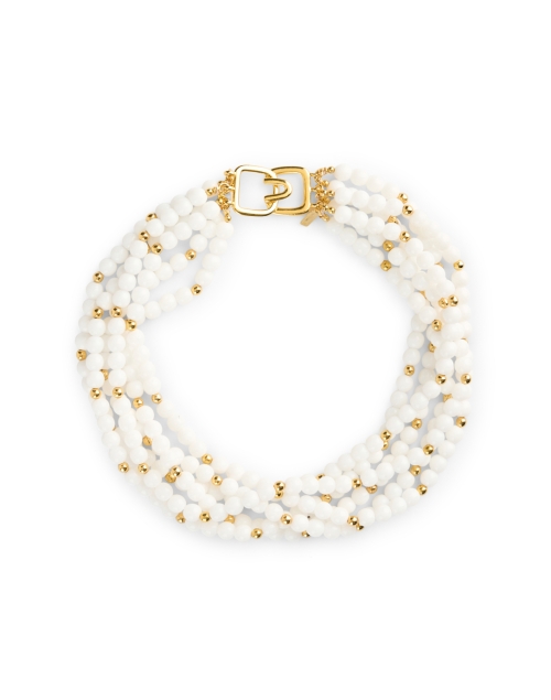 Product image - Kenneth Jay Lane - White Glass and Gold Multi Strand Necklace