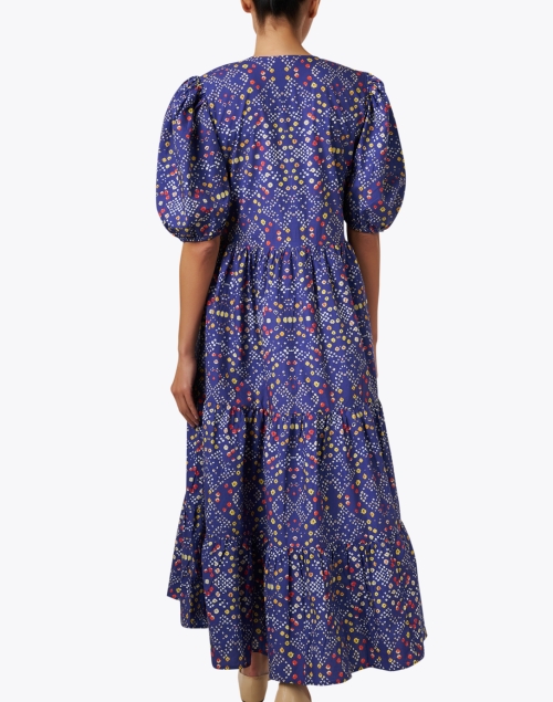 Back image - Oliphant -  Indigo Multi Print Cotton Dress