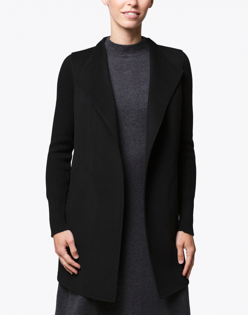 Front image - Kinross - Black Wool Cashmere Coat