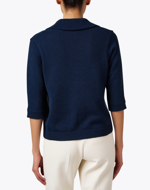 Back image - Kinross - Navy Cotton Polo Sweater