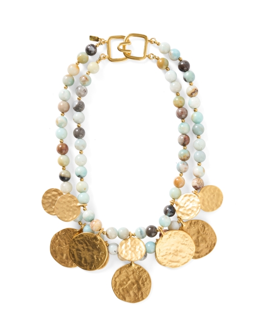 Product image - Kenneth Jay Lane - Amazonite Beaded Double Strand Coin Necklace