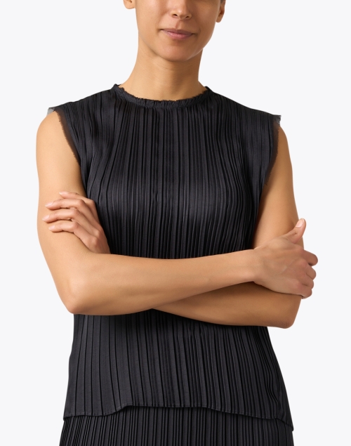 Front image - Vince - Black Pleated Top