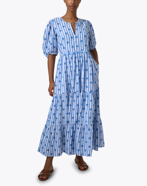 Front image - Oliphant - Blue and White Print Cotton Dress