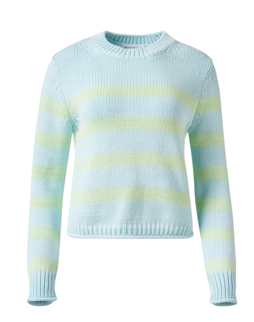 Product image - White + Warren - Aqua and Green Striped Cotton Sweater