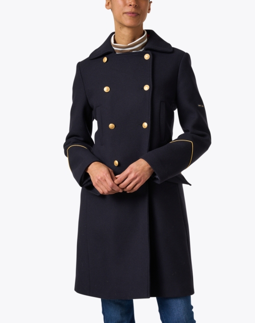 Front image - Saint James - St. Louane Navy Wool Blend Coat