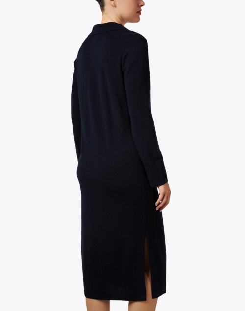 Back image - Marc Cain Sports - Navy Wool Cashmere Polo Dress