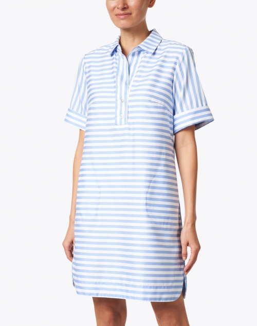 Front image - Hinson Wu - Aileen Blue and White Stripe Cotton Dress