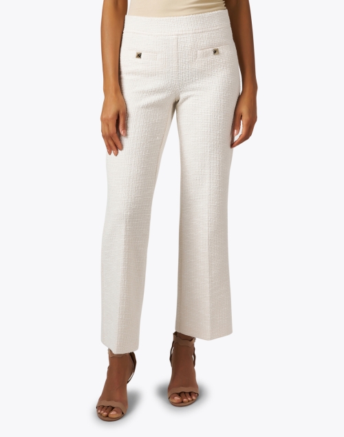 Front image - Cambio - Faith White Textured Pant