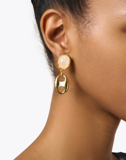 Neo Gold Moonstone Drop Earrings