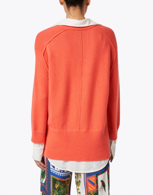 Back image - Brochu Walker - Coral Cashmere Sweater with White Underlayer