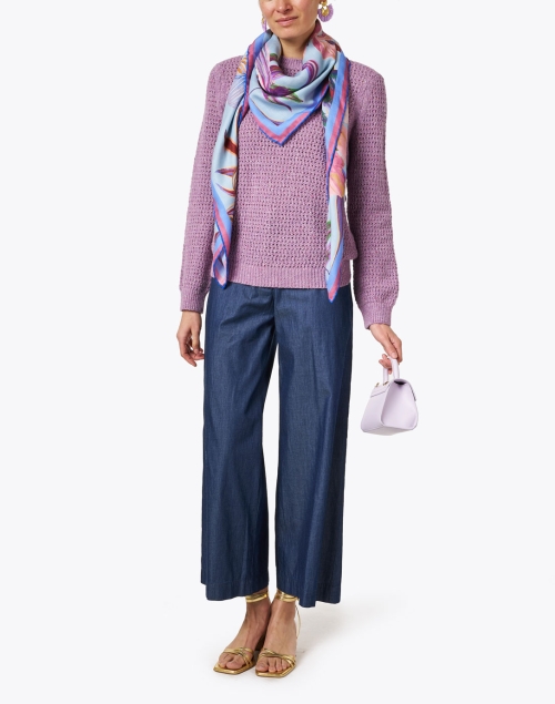 Extra_1 image - Rani Arabella - Blue Multi Print Wool Cashmere Silk Scarf