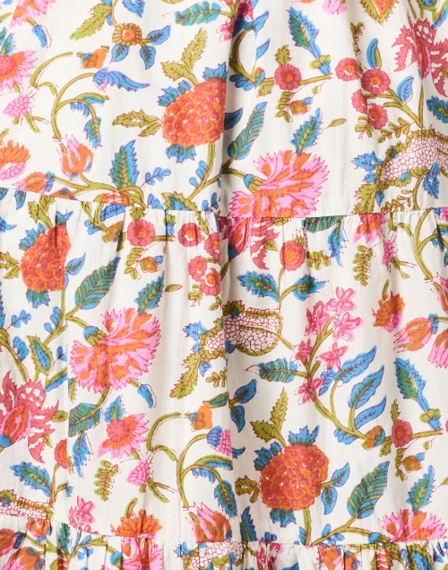 Fabric image - Pomegranate - White and Pink Floral Print Cotton Dress