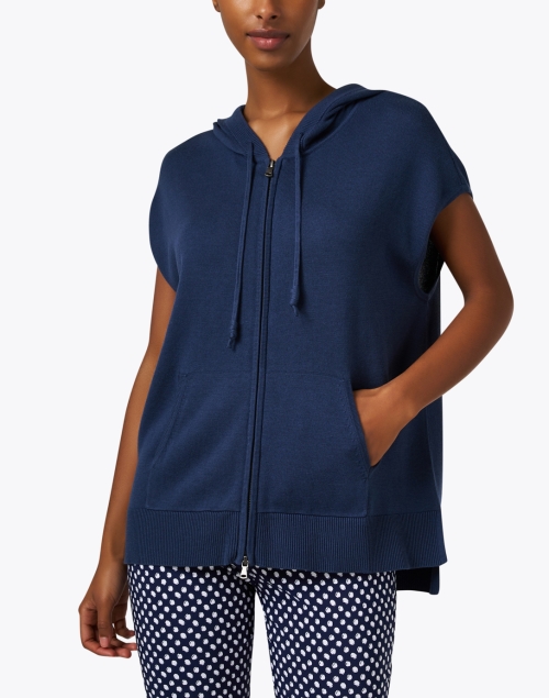 Front image - Repeat Cashmere - Navy Zip Front Cardigan