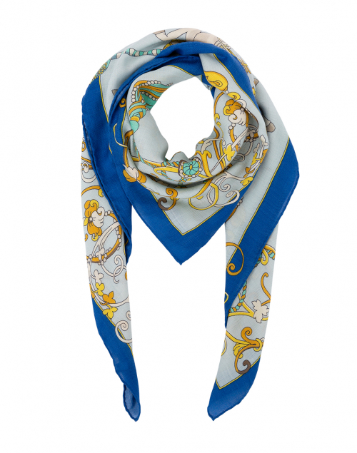 Product image - Rani Arabella - Blue Toy Horses Cashmere and Silk Scarf