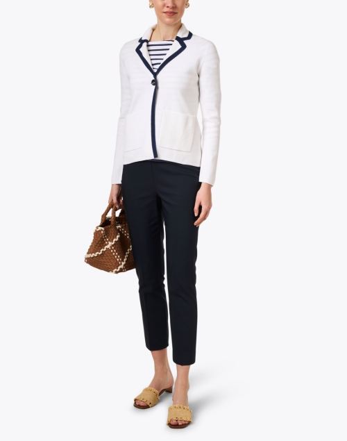 Look image - Kinross - White and Navy Cotton Cashmere Blazer