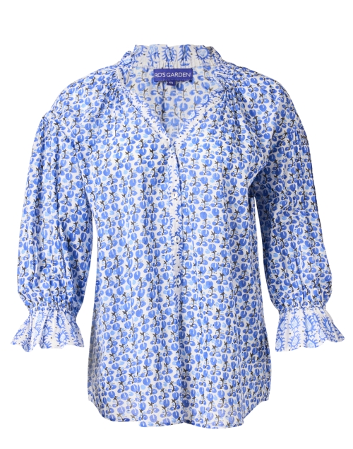 Product image - Ro's Garden - Rachel Blue and White Print Cotton Blouse