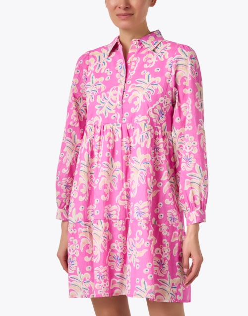 Front image - Ro's Garden - Romy Pink Print Shirt Dress