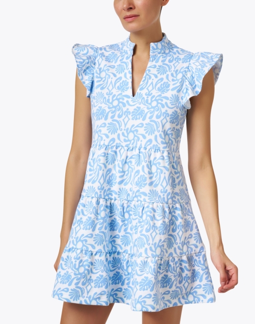 Front image - Sail to Sable - Blue Floral Print Tunic Dress