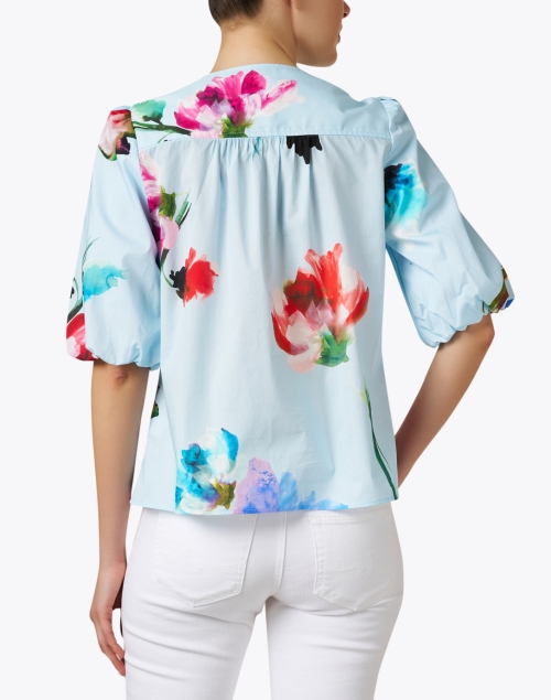 Back image - Finley - Tish Blue Floral Print Cotton Top