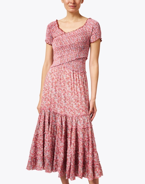Front image - Poupette St Barth - Soledad Pink Print Smocked Dress
