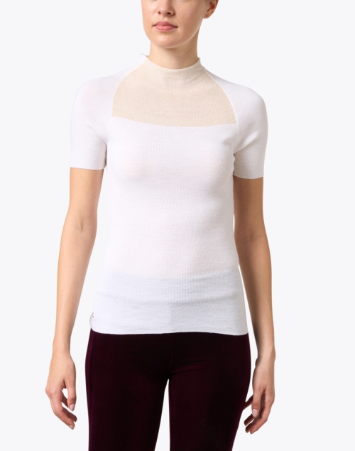 Front image - Lafayette 148 New York - White Sheer Cutout Wool Top