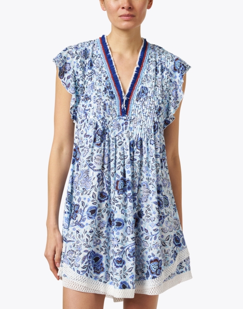 Front image - Poupette St Barth - Sasha Blue Floral Mini Dress