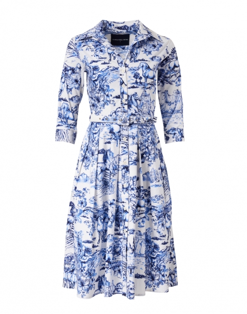 Audrey Da Vinci White and Cobalt Blue Stretch Cotton Dress ...