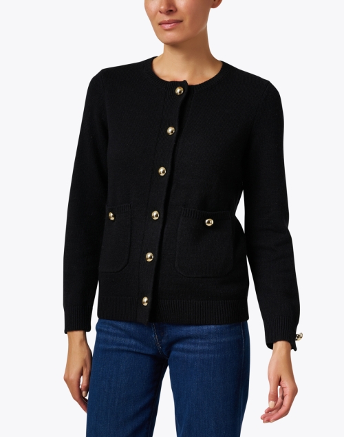 Front image - Sail to Sable - Classic Black Wool Cardigan