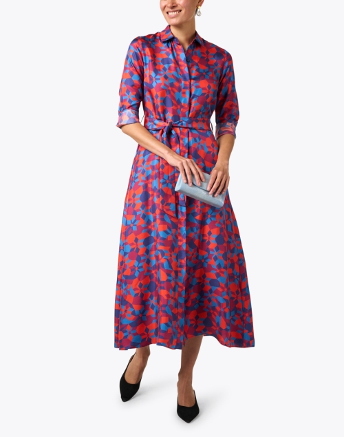 Multi Abstract Print Silk Dress