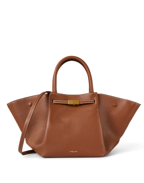 Product image - DeMellier - New York Brown Contrast Stitch Leather Tote