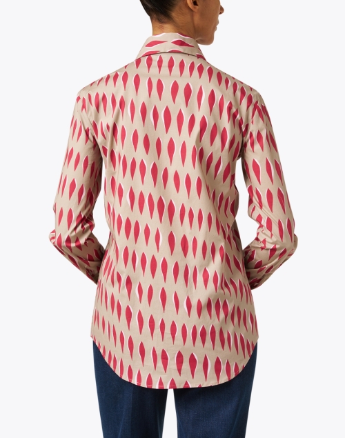 Back image - Piazza Sempione - Beige and Red Print Cotton Poplin Shirt