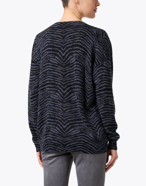 Back image - Repeat Cashmere - Blue and Black Zebra Wool Cashmere Sweater