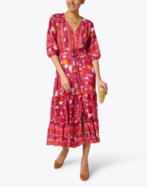 Carrie Cherry Red Printed Midi Dress
