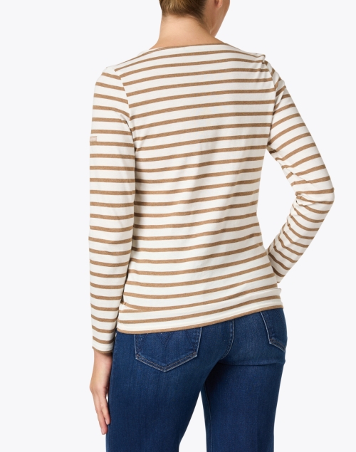 Back image - Saint James - Minquidame Ivory and Brown Striped Cotton Top