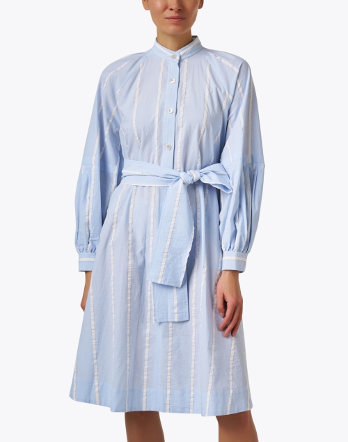 Front image - Odeeh - Blue Striped Shirt Dress