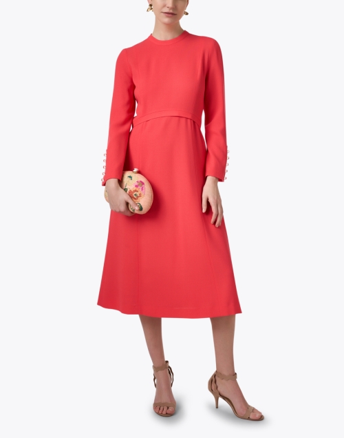 Oxley Coral Wool Crepe Dress