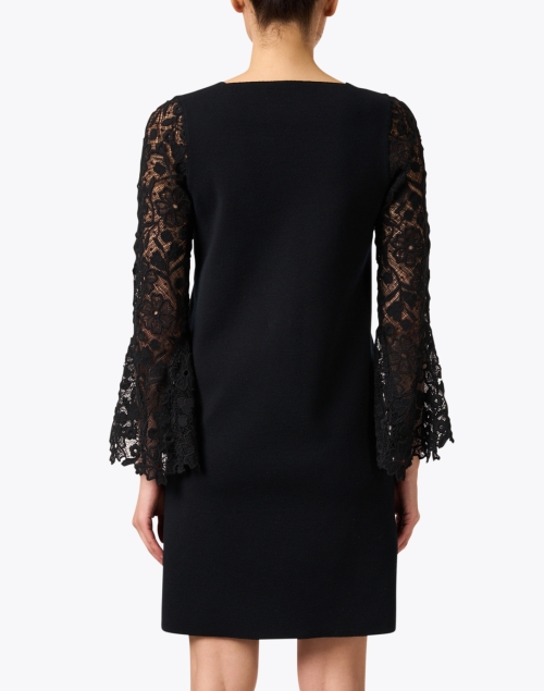 Back image - D.Exterior - Black Stretch Wool Lace Dress