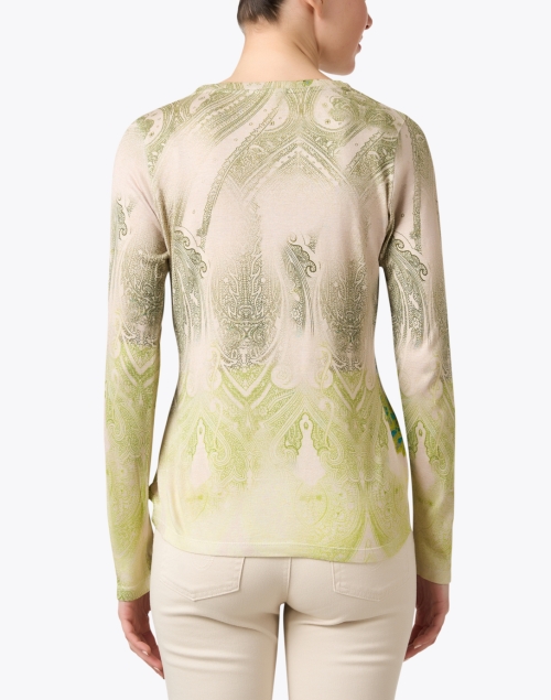 Back image - Pashma - Green Paisley Print Cashmere Silk Sweater