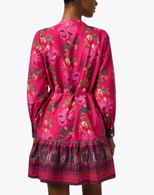 Back image - Ro's Garden - Ines Red Floral Shirt Dress