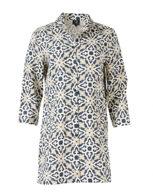 Product image - Connie Roberson - Rita White and Navy Cabana Printed Linen Jacket