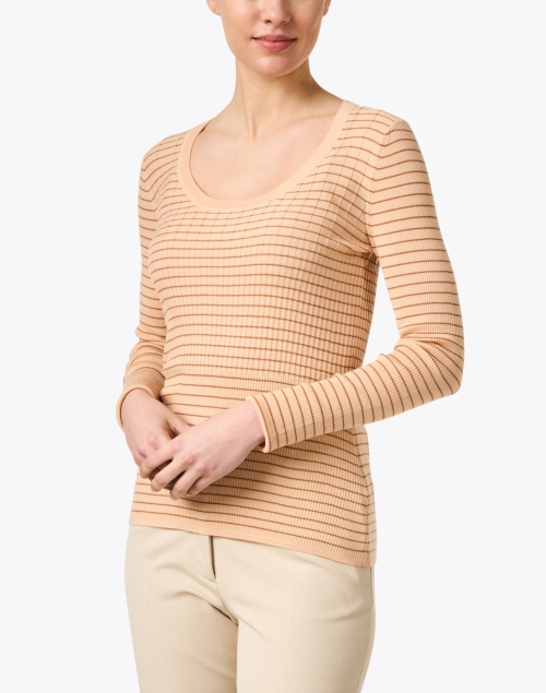 Front image - Joseph - Orange Striped Wool Knit Top