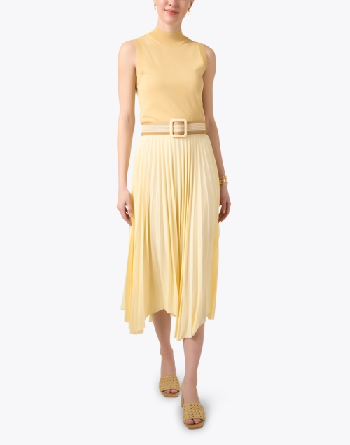 Exala Yellow Pleated Skirt