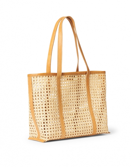 Front image - Bembien - Margot Natural Rattan and Caramel Leather Tote