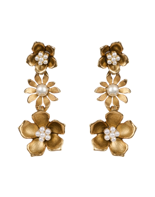Product image - Oscar de la Renta - Gold and Pearl Floral Drop Earrings