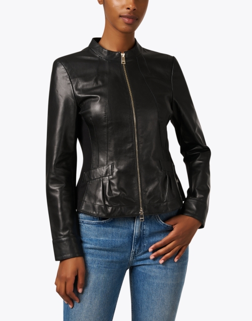 Front image - Marc Cain - Black Leather Jacket 