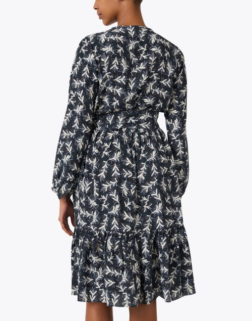 Back image - Soler - Pauline Navy Print Silk Dress