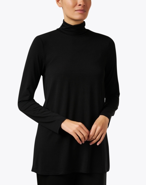 Front image - Eileen Fisher - Black Jersey Tunic Top