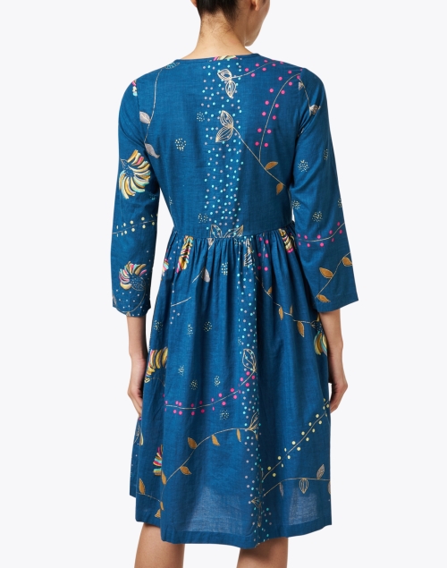Back image - Soler - Blue Print Cotton Dress